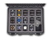 mc-cases® - Caja para Relojes con Espacio para 14 Piezas - Maletín de Viaje Impermeable y con un Cierre Seguro - Máxima protección - Fabricada en Alemania