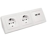 MCP 534-519 - Toma de corriente de sobremesa, doble, tipo F - CEE 7/3, 2 x USB