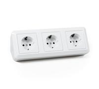 MC POWER - Bloque de enchufes para debajo de muebles | Copa | 3 enchufes 250 V ~ / 16 A, blanco, pulido para montaje en esquina, bajo montaje