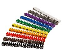 MC POWER - Clips marcadores de cables | para cables de hasta 4 mm, impresos con números 0 - 9, 100 unidades.