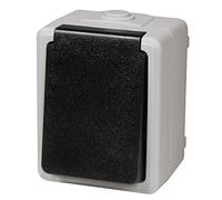 MC Power - Enchufe de pared para ambientes húmedos I TAFF I IP44 de 250 V ~/16 A, resistente a la intemperie con tapa de resorte negra para jardín, garaje, taller