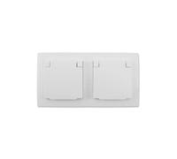 MC Power Flair I Beginner 2S-IP44 I - Juego de 3 enchufes con tapa y marco incluido, color blanco mate, IP44