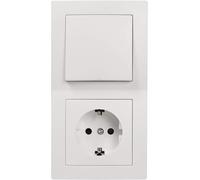 MC POWER Flair I - Interruptor de luz con enchufe (2 enchufes, con marco para Wonhzimmer cocina, habitación infantil, color blanco mate