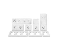 MC POWER - FLAIR - juego de enchufes e interruptores de pared I atenuador de salón I 20 piezas I interruptor de luz, atenuador de luz, tomas de corriente empotradas, blanco mate