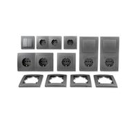 Mc Power | Flair | juego de enchufes e interruptores de pared I Estándar plus I 21 piezas I antracita, mate