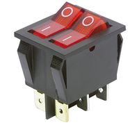 MC POWER - Interruptor basculante | 6 polos, balancín rojo, CA 250 V/15 A, 2 posiciones: encendido/apagado