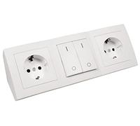 MC POWER McPower 1534669 - Bloque de enchufes, 2 enchufes con protección de contacto + 1 interruptor, 250 V ~ 16 A, montaje, color blanco mate