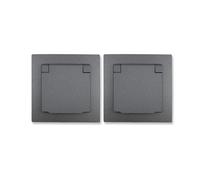 MC POWER - Paquete de 2 bases de enchufe IP44 con contacto de puesta a tierra | FLAIR | 250V~/16A, base de enchufe empotrada con tapa abatible, antracita, mate