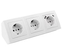 MC POWER Regleta de enchufes empotrados | Flair | Regleta de esquina de 3 tomas + USB-C/A, cable de 15 cm con terminal de conexión, 230V~/16A, montaje en superficie, blanco mate