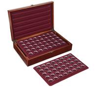 MC.Sammler Casete de madera, incluye 5 cajas para 200 monedas de 2 euros en cápsulas (casete con 100 cápsulas de 26 mm)