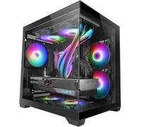 MC-VIEW2 - Caja Micro-ATX personalizada premium sin marco de vidrio templado (negra) - MARS GAMING