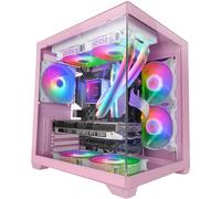 MC-VIEW2 - Caja Micro-ATX personalizada premium sin marco de vidrio templado (rosa) - MARS GAMING