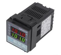 MC101 - Regulador de temperatura digital PID con pantalla LED de 4 dígitos, función de ajuste automático para calefacción y refrigeración, ajustable a °C/°F, para 10 tipos de termopar y para horno e