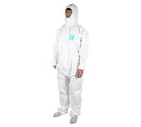 MC2000T Traje Protector De Cuerpo Completo Traje De Mono Protector Equipo De PPE Líquido Retardante De Llama Químico Antiestático Para Plantas De Talleres De Laboratorio(XXL-blanco)