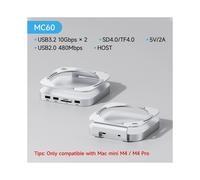 (MC60) Concentrador USB C Hagi on carcasa SSD M.2 compatible con Mac Mini M4/M4 Pro, estación de