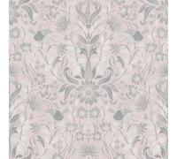 MC61000 - Maison Charme Pájaro, Floral Plata Gris Blanco Galerie Papel Tapiz