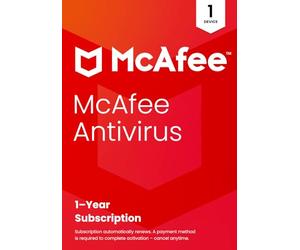 McAfee AntiVirus 2025 | Suscripción de 1 año con renovación automática | Protección de PC en tiempo real contra amenazas nuevas y en evolución | Tarjeta clave