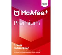 McAfee + Premium Individual Unlimited Devices 2025 Suscripción de 1 año con renovación automática | El Software de ciberseguridad Incluye antivirus, VPN Segura, protección contra