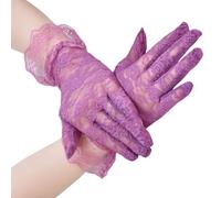MCAOAL 1 par de guantes de encaje elegantes hasta el codo manoplas sin dedos para mujeres guantes cortos para fiestas de disfraces y duración de la ópera elegante muñeca longitud noche, morado, Talla
