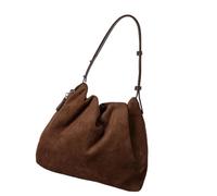 MCAOAL Bolso de hombro de cuero de gamuza contemporáneo Espacioso forro interior resistente ceniza de axila para uso diario Bolso de gamuza práctico de moda, marrón