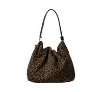 MCAOAL Bolso de hombro de cuero de gamuza contemporáneo Espacioso forro interior resistente ceniza de axila para uso diario Bolso de gamuza práctico de moda, Patrón de leopardo verde