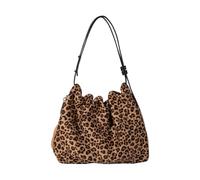 MCAOAL Bolso de hombro de cuero de gamuza contemporáneo Espacioso forro interior resistente ceniza de axila para uso diario Bolso de gamuza práctico de moda, Patrón de leopardo marrón