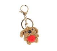 MCAOAL compacto del llavero del cachorro del ganchillo, accesorio del bolso del perro con acento del corazón rojo y textura del hilo para las bolsas o los tiradores de la cremallera