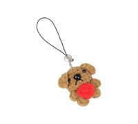 MCAOAL compacto del llavero del cachorro del ganchillo, accesorio del bolso del perro con acento del corazón rojo y textura del hilo para las bolsas o los tiradores de la cremallera