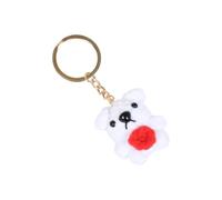 MCAOAL compacto del llavero del cachorro del ganchillo, accesorio del bolso del perro con acento del corazón rojo y textura del hilo para las bolsas o los tiradores de la cremallera
