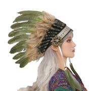 MCAOAL Diadema con tocado de plumas, ideal para disfraces de Halloween, producciones escénicas y accesorios culturales, tocado para festivales