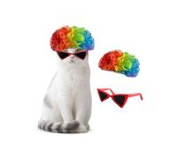 MCAOAL Pet Costume Hairpiece Cosplay Hair Glasses for Dog Cats Halloween Christmas Birthday Celebration Synthetic Pet Hairpiece