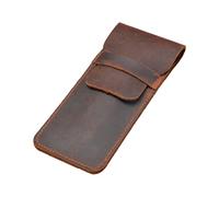 MCAOAL Portalápices de cuero Brown Fountain Pen Bolsa Portalápices Bolígrafo hecho a mano, large
