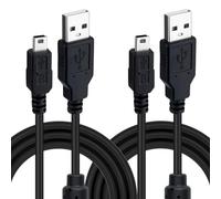 Mcbazel 2pcs Cable de Carga PS3 Mini USB 3M,Cable de Conexión y Carga USB-A a USB Mini para Dispositivos Puerto Mini USB Mando de PS3, Disco Duro Externo, Micrófono - Negro