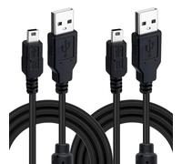 Mcbazel 2pcs Cable de Carga PS3 Mini USB 3M,Cable de Conexión y Carga USB-A a USB Mini para Dispositivos Puerto Mini USB Mando de PS3, Disco Duro Externo, Micrófono - Negro