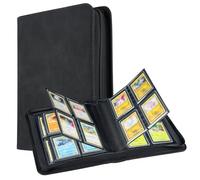 Mcbazel Álbum Cards para Pokemon TCG/MTG - 112 Ranuras, Funda Protectora Binder Cartas, 4 Bolsillos Piel Sintética con 10 Ligeras y Rígidas 35PT - Negro