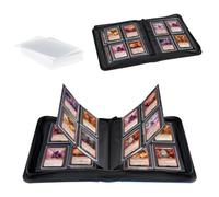 Mcbazel Álbum Cards para Toploader TCG/MTG - 112 Ranuras, Funda Protectora Binder Cartas para Pokemon Cards, 4 Bolsillos Piel Sintética con 10 Ligeras y Rígidas 35PT - Negro