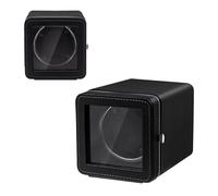Mcbazel Automático de Relojes,Elegante Caja de Enrollador Automático para Reloj Individual,Caja de Cuerda Automática Motor Silencioso,4 Modos de Rotación Automática Rectangular de Cuero PU con Luz LED