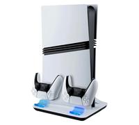 Mcbazel Base de Carga y Refrigeración para PS5/PS5 Pro, Estación de Carga y Refrigeración con 3 Velocidades y Luz LED para PlayStation 5 & PlayStation 5 Pro Digitales y de Discos - Blanco