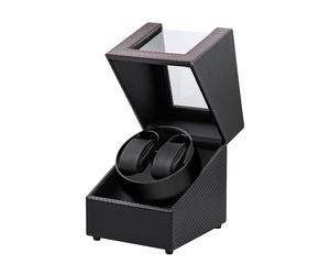 Mcbazel Caja Enrolladora Automática Doble para Relojes, Caja de Exhibición y Almacenamiento con Rotación Automática para Relojes de Pulsera con 2 Ranuras - Negro/Rojo