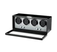 Mcbazel - Caja enrolladora automática Rectangular de Piel sintética para 4 Relojes, Motor ultrasilencioso con 4 diales, Pantalla LED y 4 Modos de rotación, Color Negro