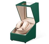 Mcbazel Caja Giratoria para 2 Relojes,Watch Winder Automático Caja Giratoria para Relojes de Pulsera con 2 Ranuras, Diseño de Piel de Cocodrilo - Verde