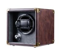 Mcbazel Caja para Relojes Automáticos de Piel PU, Watch Winder Enrollador Giratorio Silencioso con Rotación Bidireccional, 5 Modos y Luz LED - Marrón