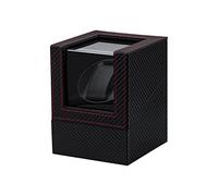 Mcbazel Cargador de Reloj para Relojes automáticos, Caja de Cargador de Reloj de Cuero de PU con patrón de Fibra de Carbono y Enchufe EU - Negro/Rojo