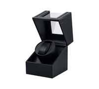 Mcbazel Cargador de reloj para relojes automáticos, caja de cargador de reloj de cuero de PU con patrón de fibra de carbono y enchufe EU - Negro