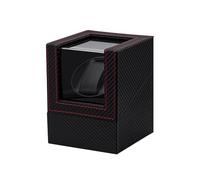 Mcbazel Cargador de Reloj para Relojes automáticos, Caja de Cargador de Reloj de Cuero de PU con patrón de Fibra de Carbono y Enchufe EU - Negro/Rojo