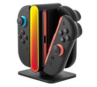 Mcbazel Dock de Carga Joycon para Nintendo Switch 2 2025, Estación de Carga Magnética 4-en-1 con 8 Luces RGB y Función de Memoria, Accesorios de Carga Rápida para Joycon Switch 2 - Negro