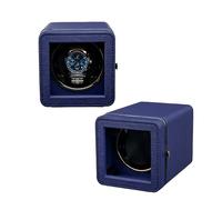 Mcbazel Enrollador de Relojes Automático con Luz LED - Watch Winder Caja Giratoria para un Solo Reloj, Motor Silencioso, 4 Modos de Rotación, Caja de Reloj en Piel PU - Azul