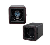 Mcbazel Enrollador de Relojes Automático con Luz LED - Watch Winder Caja Giratoria para un Solo Reloj, Motor Silencioso, 4 Modos de Rotación, Caja de Reloj en Piel PU - Fibra de Carbono
