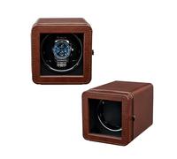 Mcbazel Enrollador de Relojes Automático con Luz LED - Watch Winder Caja Giratoria para un Solo Reloj, Motor Silencioso, 4 Modos de Rotación, Caja de Reloj en Piel PU - Marrón