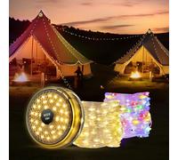 Mcbazel Guirnalda Luces Navidad 12M, Recargable LED Cadena de Luces para Camping,10 Modos Impermeable, Luces Cálidas y de Colores para Zelte, Jardines, Partys y Decoración Navideña